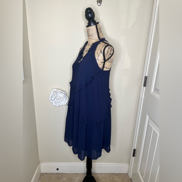 NTM: A Loves A Beautiful Navy Ruffles Tiered Shift Drop Waist Dress Size XS - Picture 9 of 14